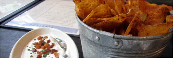 Blue Smoke Barbecue Potato Chips with Blue Cheese and Bacon Dip